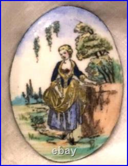 Antique Victorian Enamel Portrait Cameo Hand Painted for Brooch Pendant Pin