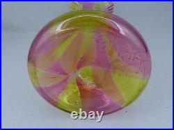 Antique Victorian Enameled Rainbow 2 Color Art Glass Vase Harrach Bohemian