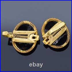 Antique Victorian English GF Jet Hand Painted Enamel Floral Cufflinks +Box