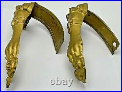 Antique Victorian English Gilt Brass Curtain Tie Backs Figural Female Hand