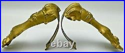 Antique Victorian English Gilt Brass Curtain Tie Backs Figural Female Hand