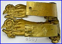 Antique Victorian English Gilt Brass Curtain Tie Backs Figural Female Hand