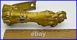 Antique Victorian English Gilt Brass Curtain Tie Backs Figural Female Hand