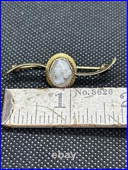 Antique Victorian Era 14k Gold Cameo Brooch Hand Carved Coral/Carnelian