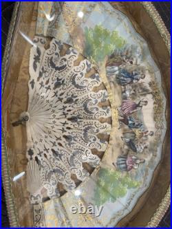 Antique Victorian Era Hand Carved Hand Painted Hand Fan