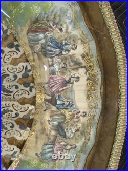 Antique Victorian Era Hand Carved Hand Painted Hand Fan