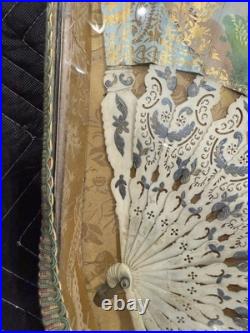 Antique Victorian Era Hand Carved Hand Painted Hand Fan