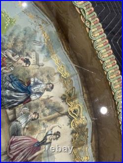 Antique Victorian Era Hand Carved Hand Painted Hand Fan