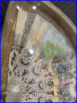 Antique Victorian Era Hand Carved Hand Painted Hand Fan