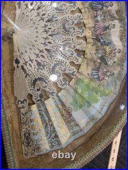 Antique Victorian Era Hand Carved Hand Painted Hand Fan