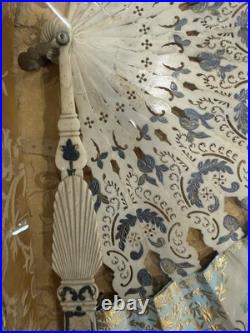 Antique Victorian Era Hand Carved Hand Painted Hand Fan