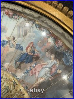 Antique Victorian Era Hand Carved with mother of pearl Hand Painted Hand Fan