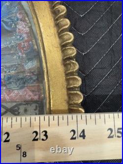 Antique Victorian Era Hand Carved with mother of pearl Hand Painted Hand Fan