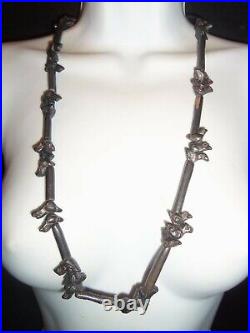 Antique Victorian Fabulous brown black Jet Bird Necklace Hand Made 1 of a kind