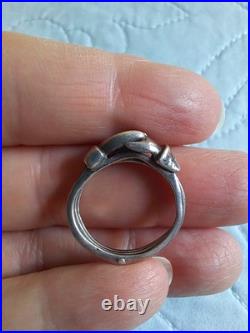 Antique Victorian Fede Gimmel Sterling Silver Interlocking Friendship Ring
