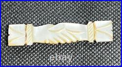 Antique Victorian Fede Mother of Pearl Carved Brooch Pin Shaking Hands
