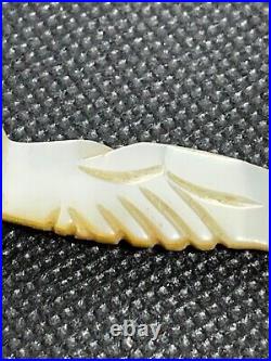 Antique Victorian Fede Mother of Pearl Carved Brooch Pin Shaking Hands