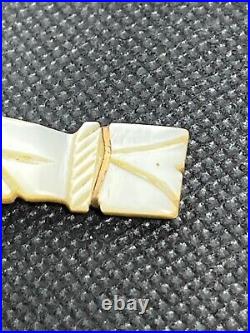Antique Victorian Fede Mother of Pearl Carved Brooch Pin Shaking Hands