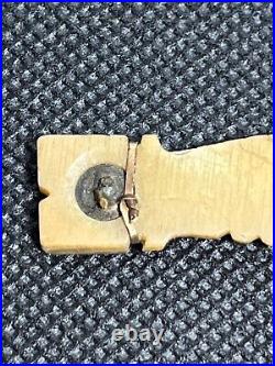 Antique Victorian Fede Mother of Pearl Carved Brooch Pin Shaking Hands