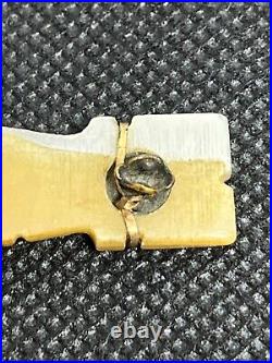 Antique Victorian Fede Mother of Pearl Carved Brooch Pin Shaking Hands