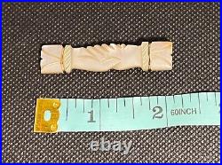 Antique Victorian Fede Mother of Pearl Carved Brooch Pin Shaking Hands