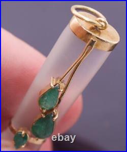 Antique Victorian Figa Hand Pendant Fob Crystal 18k Gold and Colombian Emeralds