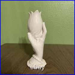 Antique Victorian Figural Hand Holding Vase Parian Ware Bisque, minor damage