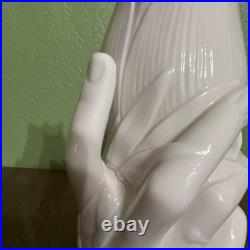 Antique Victorian Figural Hand Holding Vase Parian Ware Bisque, minor damage