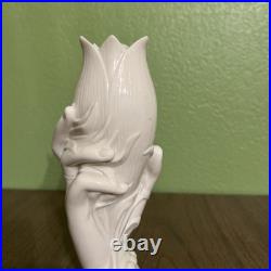 Antique Victorian Figural Hand Holding Vase Parian Ware Bisque, minor damage