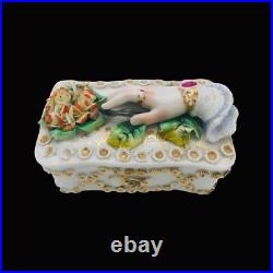 Antique Victorian Fine Porcelain Hand Offering Flowers Jewelry Box S&S Limoges
