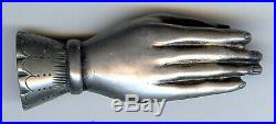 Antique Victorian Finely Made Sterling Silver Hand Brooch Pin