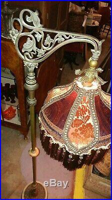 Antique Victorian Floor Lamp Bridge Lamp Hand Made Victorian Shade
