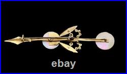 Antique Victorian Floral Brooch MOP Disc Flowers Steel Leaves Gilt Brass c. 1880