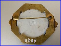 Antique Victorian French Brooch Porcelain hand painted Limoges Numbered 34