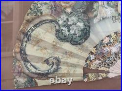 Antique Victorian French Hand Painted Silk & Celluloid Hand Fan Shadow Box
