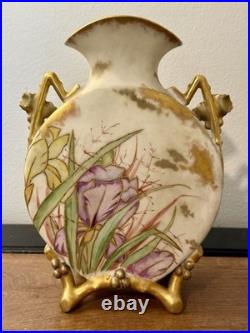 Antique Victorian French Limoges Vase. Exquisite Hand painted Details