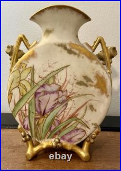 Antique Victorian French Limoges Vase. Exquisite Hand painted Details