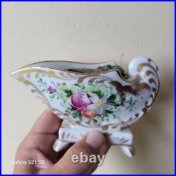 Antique Victorian French Porcelain Brass Inkwell Aladdin Lamp Shape Hand Painted