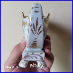 Antique Victorian French Porcelain Brass Inkwell Aladdin Lamp Shape Hand Painted