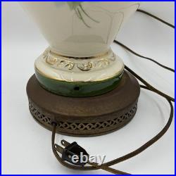 Antique Victorian French Porcelain Hand Painted Flower Vase Form Table Lamp