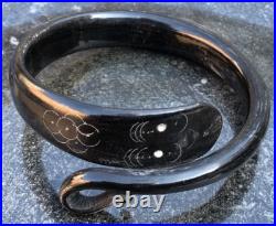 Antique Victorian French carved horn snake bangle serpent antler bracelet