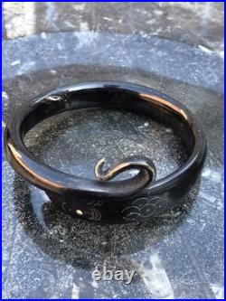 Antique Victorian French carved horn snake bangle serpent antler bracelet