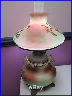 Antique Victorian GWTW Table LAMP Hand Painted Floral Design gone with the wind