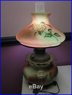 Antique Victorian GWTW Table LAMP Hand Painted Floral Design gone with the wind