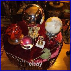 Antique Victorian Gazing Ball Gypsy 1870 1880 Crystal Ball Hand Blown Glass RARE