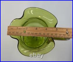 Antique Victorian Glass 9.5 Pitcher Hand Blown & Painted Emerald Green Cherry Antique Victorian Glass 9.5 Pitcher Hand Blown & Painted Emerald Green Cherry