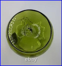 Antique Victorian Glass 9.5 Pitcher Hand Blown & Painted Emerald Green Cherry