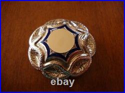 Antique Victorian Gold Filled Hand Chased Blue Enamel Mourning Brooch Or Pendant