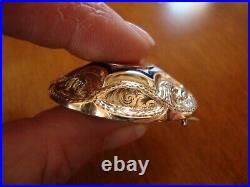 Antique Victorian Gold Filled Hand Chased Blue Enamel Mourning Brooch Or Pendant