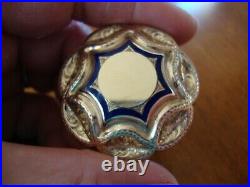 Antique Victorian Gold Filled Hand Chased Blue Enamel Mourning Brooch Or Pendant